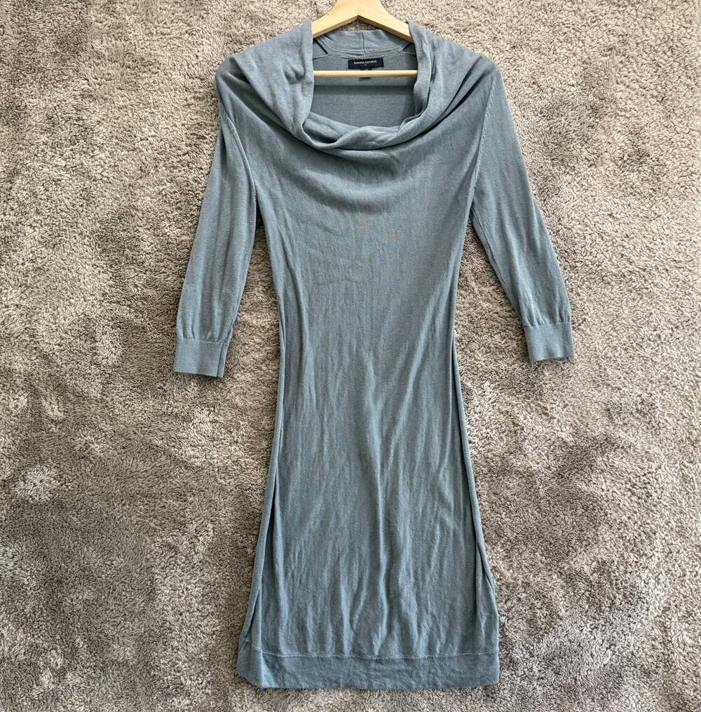Banana Republic Cowl Neck Sweater Sheath Dress XS Extra Small Cotton Viscose